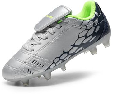 DREAM PAIRS Kids Scarpe da Calcio Ragazzi All'aperto Sportivo Teenager Scarpe da Calcetto Scarpe Allenamento,Size 33.5,Chiaro/Grigio/Blu Marino,SUPERFLIGHT-3K