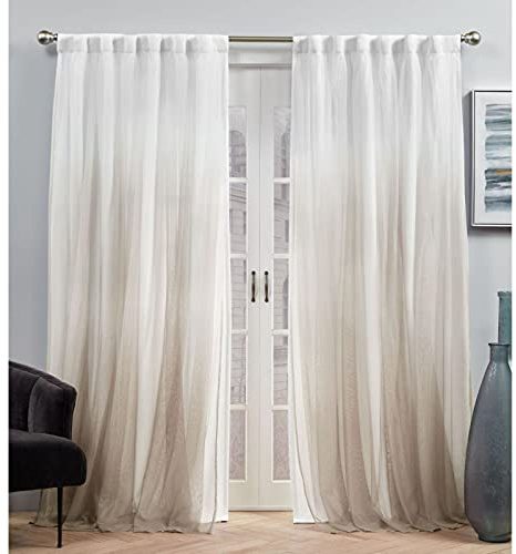 Exclusive Home Crescendo Lined Room Darkening Blackout Hidden Tab Top Curtain Panel Pair, 52x96, Champagne, Set of 2