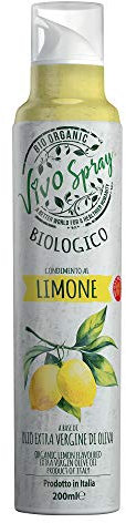 Limone Spray in Olio Extra Vergine di Oliva BIOLOGICO 200ml –Olio BIO Spray Italiano VIVO SPRAY–100% Biologico,100% Naturale,100% Leggero,100% Facile-Con lo spray risparmi fino al 90% di prodotto