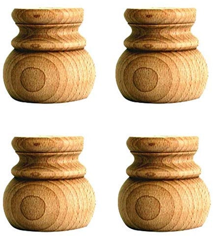 Unfinished Solid Wood Bun Feet,Round Replacement Sofa Feet,Wooden Furniture Legs,for Cabinet,Couch,TV Stand,Ottoman,Coffee Table,with Mounting Plate,Screws,Anti-Slip Feet Pad,Wood Color,7CM