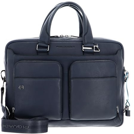 PIQUADRO Cartella quadrata nera con scomparto per laptop da 39 cm