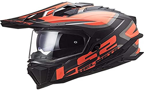 LS2, Crosshelm Motorrad Explorer Alter Matte Schwarz Neon Orange, XL