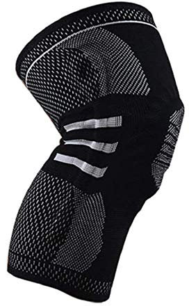 Ducomi Soporte de Rodilla Elástico Ligamentos, Meniscos, Soporte con Rodillera Ajustable, Banda de Rodilla Elástica para Hombres y Mujeres, Soporte Ideal para Voleibol (Black/White Single, L)
