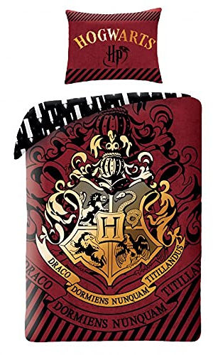 Halantex Harry Potter Bettwäsche-Set, 140x200cm Bettbezug 70x90cm Kissenbezug, 100% Baumwolle, Ron Hogwarts Hermine Hufflepuff Ravenclaw