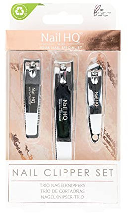 Nail HQ Premium Stainless Steel Nail Clipper Set - 3-Piece Manicure & Pedicure Kit with Nail Clippers, Toe Clipper & Cuticle Trimmer – Professional Grooming For Men & Women