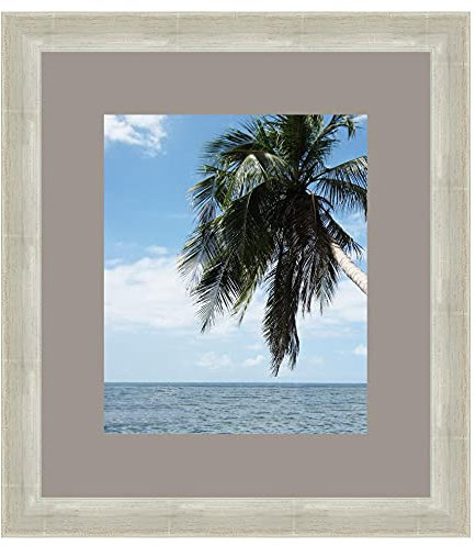 RK Cadres Bilderrahmen mit Passepartout Grau TV für EIN Bild 21x26 oder 26 x 21 cm Rahmen Argent Classique, 3.6 cm Breiten Holzleisten, Holzrahmen