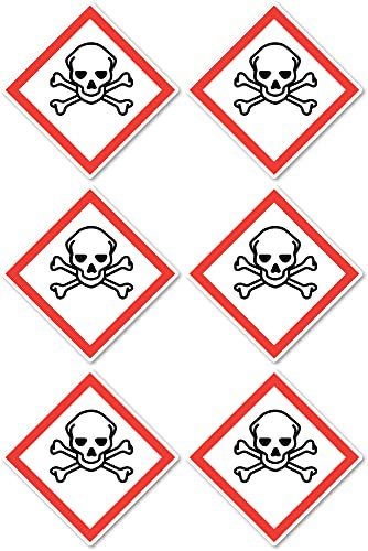 Giftig, Gefahrensymbol: UN/GHS-Gefahrenpiktogramm - Aufkleber: 5 cm, 6 Stück