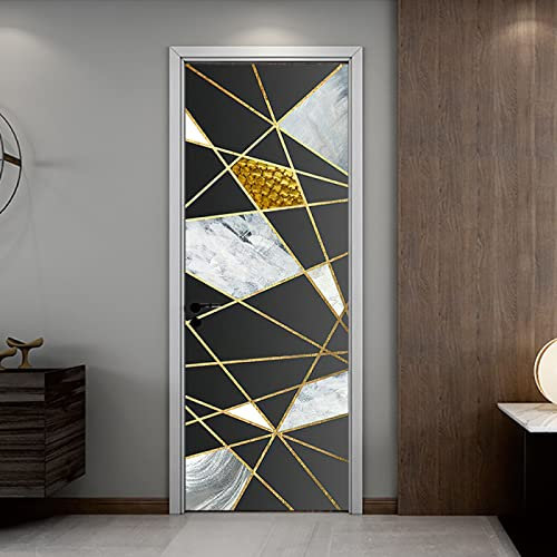 Türtapete Selbstklebend 80X200 Schwarz Geometrisch Türtapete Selbstklebend Türposter ,Fototapete Selbstklebend 3D Pvc Türaufkleber Diy Türbild,Türfolie Poster Tapete