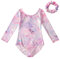 SEAUR - Mädchen Turnanzug Langarm Kinder Gymnastikanzug Klassisch Trikot Gymnastik Tanzen Kleidung Ballet Yoga Kleid für Klein Kind 3-12 Jahre - 7-8 Jahre - Schmetterling Muster