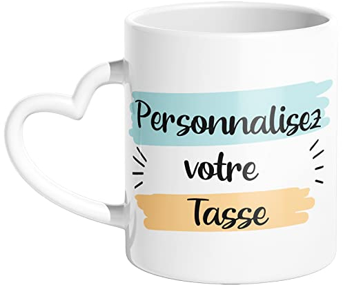 Woopers - Tazza a Cuore Bianco Personalizzata con 1 o 2 Foto e Scritte. Regalo Festa della Mamma