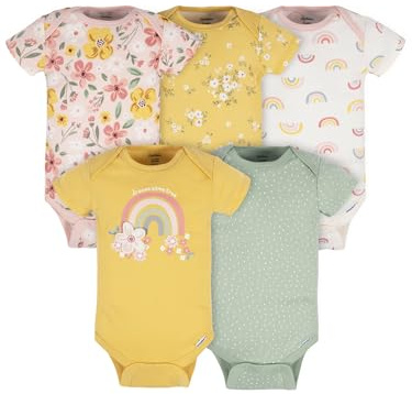 Gerber Pacco da 5 Body a Maniche Corte per Bimba 0-24 Mesi
