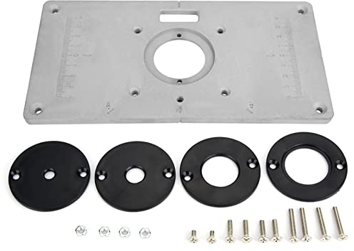 Tyenaza Router Inserts Ringe, Aluminiumlegierung 9,3 × 4,7 × 0,3 Zoll/235 mm x 120 mm x 8 mm Tischeinsatzplatte Aluminium Holzbearbeitung DIY Router Aluminium Flip Board