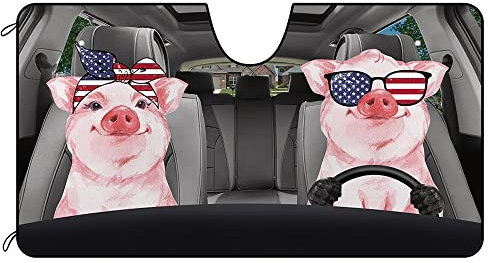 BAGEYOU Parasol para parabrisas delantero de coche, color rosa, para decoración de parejas, para vehículo, reflector de rayos UV, para mantener el vehículo fresco, 55 x 30 pulgadas