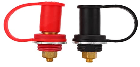 Post für Externes Batterieladegerät, 1 Paar 3/8 Zoll Bolzen Schwarz Rot Autobatterieladegerät Messing Remote-Batterieklemme für LKW-Boote ATVs