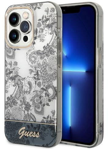 GUESS GUHCP14LHGPLHG Case for iPhone 14 Pro 6.1 Inch Grey Hard Case Porcelain Collection
