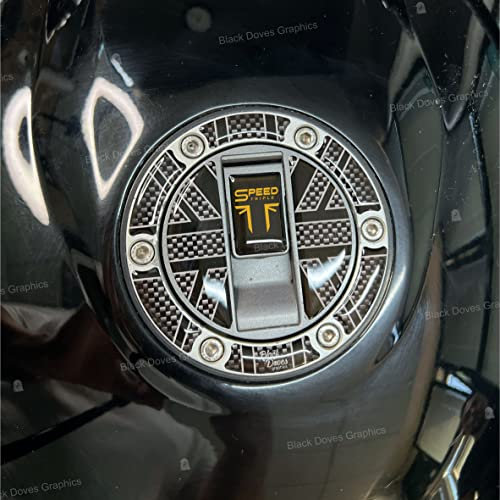Aufkleber aus Harz, kompatibel mit Benzin-Tankdeckel Triumph Speed Triple RS (schwarz-gelb)
