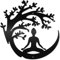 CREATCABIN Yoga Meditation Wandkunst Baum Metalldekor Schwarz Zen Spirituelle Wandskulpturen Dekorative Hängetafeln Ornament Eisen Für Yoga Studio Zuhause Schlafzimmer Wohnzimmer Büro 11.8(5) cm