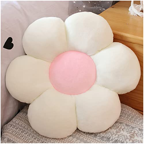 LANFIRE Kissen mit Blumen Bodenkissen Sitzkissen im Innenhof Dekokissen aus Plüsch Sitzkissen (30CM, Weiß)