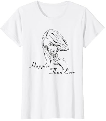 Produit Officiel Billie Eilish Happier Than Ever White T-Shirt