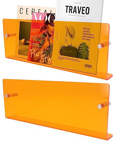ShawFly Acryl schwimmenden Regal Regale Lagerung, klare Wand montiert Bücherregal Display Regal Veranstalter für Wohnzimmer, Schlafzimmer, Bücher, Zeichnung Bücher, Bilderrahmen, Zeitschriften (Gelb)