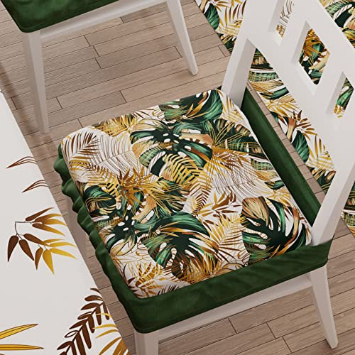 PETTI Artigiani Italiani - Cuscini per Sedia Cucina con Elastico da 6 Pezzi, Copricuscini Sedia in Microfibra con Elastico, Cuscini Coprisedia con Molla Disegno Tropical 100% Made in Italy