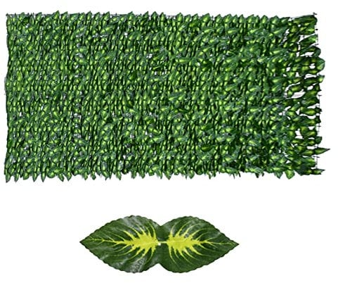 dewdat Haie Artificielle Brise-Vue Décoration Rouleau, Clôture D'intimité De Lierre Artificiel, Anti-UV Lierre Confidentialité Brise pour Balcon, Terrasse, Jardin(0.5x1m)