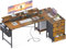 ODK Schreibtisch L Form Reversibel, 160x80x84.7cm Eckschreibtisch mit mit 4 Schubladen, Tisch L Form mit 2 USB Ladeanschluss&2 Steckdose, Schreibtisch mit Monitorablage für Homeoffice
