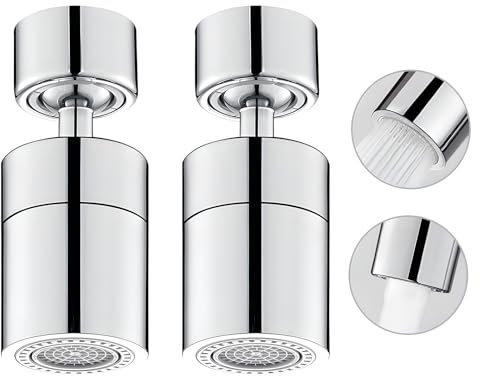 Asdsed 2 Piezas Aireador Grifo, 720° Giratorio Adaptador Grifo, Difusor Grifo Fregadero de Ahorro Hídrico con Cabezal y Boquilla Para Cocina y Baño, 2 Modos