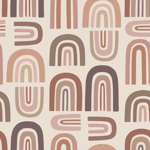 FunStick Geometrisch Beige Tapete Selbstklebend Rosa Wandtapete Selbstklebend Küche Klebefolie für Möbel Beige Muster Kommode Schlafzimmer Rosa Möbelfolie Selbstklebende Geometrisch Folie 44.5CM×3M