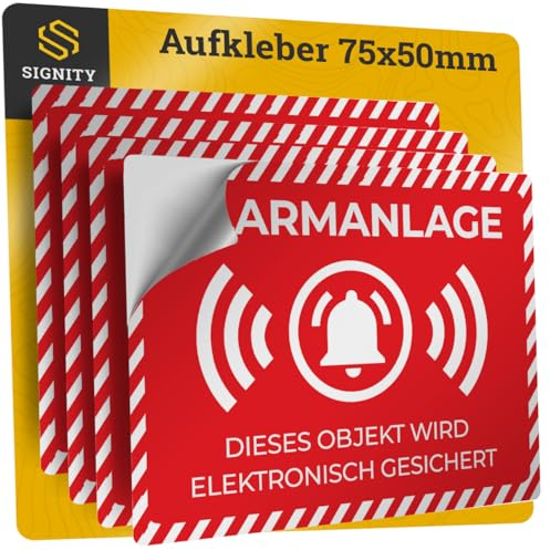 SIGNITY Videoüberwachung Aufkleber - Weiß - 75 x 50 mm - 4 Stück - Premium Sticker mit Schutzlaminat - Kameraüberwachung - Einbruchschutz v3