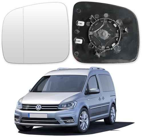 Convitex Cristal de espejo retrovisor para VW Transporter T5 2003 – 2009, calefactable, esférico para Caddy 3 2004 – 2015, repuesto para Multivan 5 2003-2009, lado izquierdo del conductor