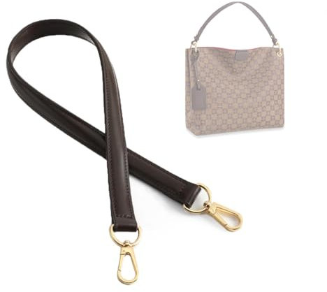 jiesinlov Vachetta Leder Ersatz Riemen Handtasche Schulterriemen für Gracefull Taschen (Kaffeebraun-Länge:65cm,Breite:1.8cm)
