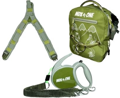 MDXONE Kinder-Snowboard-Ski-Geschirr-Trainer mit einziehbarer Leine und absorbierenden Spanngurten und abnehmbarem Sitzgurt, Olivgrün