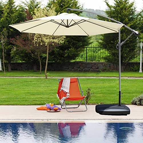 9,8 Fuß Versetzter Terrassenschirm Für Den Außenbereich, Freitragender Regenschirm Mit Sockel Im Lieferumfang Enthalten – Marktschirm, Wasserabweisender Uv-Schutz Für Hinterhof, Pool, Rasen Und Gart