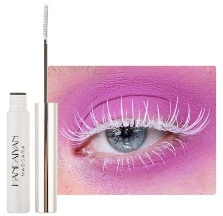 Ultra Fine Waterproof Mascara Wimperntusche Lange Wimpern,Wasserfest Feiner Pinsel Weiß Wimpern,Long-lasting Mascara Cream Wimperntusche mit Silk Fiber,Nicht klumpender (02 Weiß, Fine)
