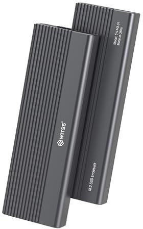 Switss Boîtier SSD M.2 avec dissipateur Thermique, Compatible NVMe PCI-E et SATA NGFF, Interface USB 3.2 Gen 2 à 10 Go/s, Installation sans Outils, formats 2230/2242/2260/2280, M et M+B-Key