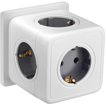 3680W Cubo Enchufe, 5-in-1 Ladron Enchufes, Regleta Multiple, 5 in 1 Enchufe de Pared Power Cubo Adaptador para Oficina, Cocina, Gris