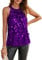 Damen Party Pailletten Oberteil Bluse Loose Fit Tops Elegant Ärmellose Neckholder Oberteile Lila XL