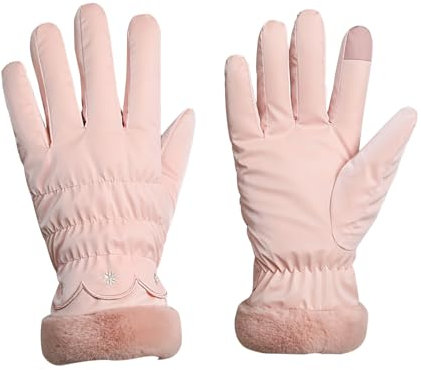 BRTNUP Guanti invernali da donna, caldi, termici, touchscreen, foderati in pile spesso, antivento, per sci, corsa, escursionismo, passeggiate, equitazione, guida (rosa)