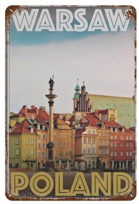 Warschau Polen Schlossplatz, lustiges Poster, Wandkunst, Dekor, Metallschild, Poster, 20 x 30 cm, B99