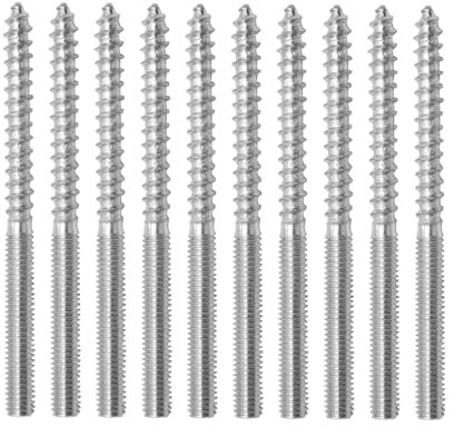 10 viti prigioniere M6 in acciaio inox, M6 x 80 mm, viti a doppia filettatura, con asta filettata, per gambe di mobili, staffe in metallo, materiale di fissaggio
