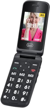 Trevi FLEX PLUS 90 4G Telefono Cellulare Senior a Conchiglia con Tasti Grandi e Doppio Display, Tasto SOS, Ripetizione Numeri, Radio FM, Wireless, USB-C, Facile da Usare, Base di Ricarica