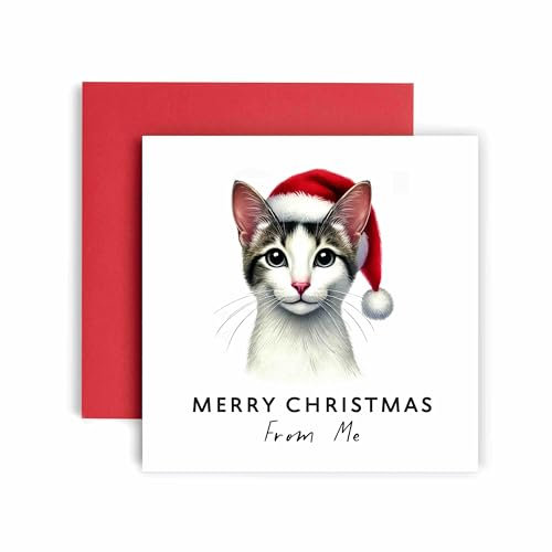 Huxters Weihnachtskarte von der Katze - Japanischer Bobtail Merry Christmas to Cat Mum and Cat Dad - Friends Family First Christmas (Japanese Bobtail)