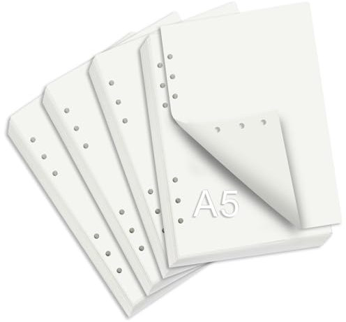 Scettar 240 Blätter A5 Nachfüllpapier Kariert, 6 Löcher Nachfülleinlagen, Nachfüllbar Notizpapier, Nachfülleinlagen für A5 (Blanko)