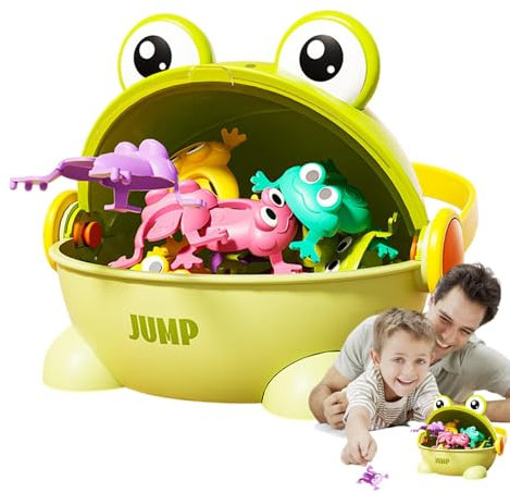Jouet de grenouille sauteuse pour enfant – Jouet de saut de grenouille à ressort, ensemble de jeu interactif de saut de grenouille | Jouet de crapaud rebondissant à pression de doigt de couleurs assor