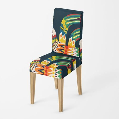 Stuhlhussen Orange Grün Geometrie Stuhlbezug Stretch Removable Stuhlhussen 6er Set Universal Stuhlhussen Schwingstühle Chair Covers für Hotel Hochzeit Bankett Küche Restaurant Party