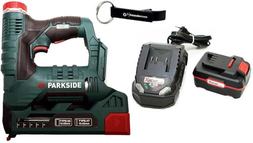HEADNMORE® Bundle - 1 x PARKSIDE® 20V Akku Tacker PAT 20 + 1 x HEADNMORE® Schlüsselanhänger (1x4Ah Akku)