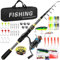 Ertisa Angelruten-Set, 2,1 m Teleskop-Angelrute und Rolle, Kombi-Set, Kohlefaser, Spinnrute mit Angelschnur, Angelköder-Zubehör-Set und Tragetasche für Salzwasser, Süßwasserfische