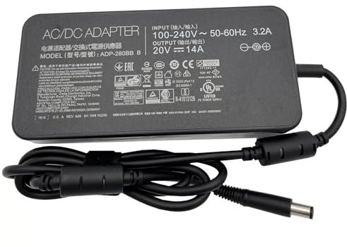 20V 14A 280W AC Power Adapter compatible for ASUS ROG Swift PG32UQX Monitor Power Supply
