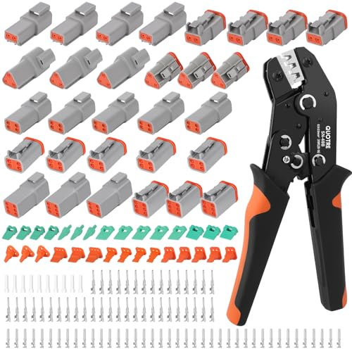 QUOTRE 151 Stück Deutsch Stecker kfz,2/3/4/6Pin Steckverbinder Wasserdicht,mit Crimpzange,Kabel Schnellverbinder Stecker,Deutsch Connector Kit für Auto, Motorräder, LKW, Boots